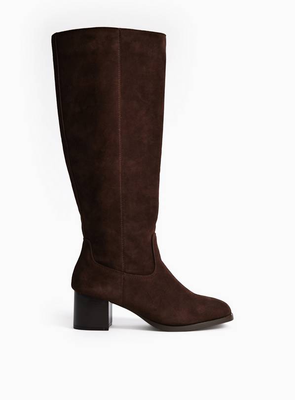 Brown Faux Suede Knee High Boots 7